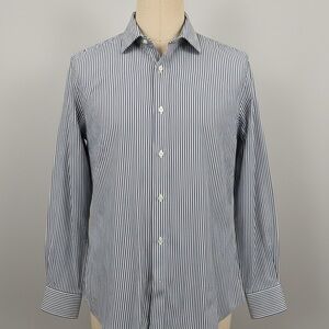Boss Navy and White Striped Dress Shirt Large